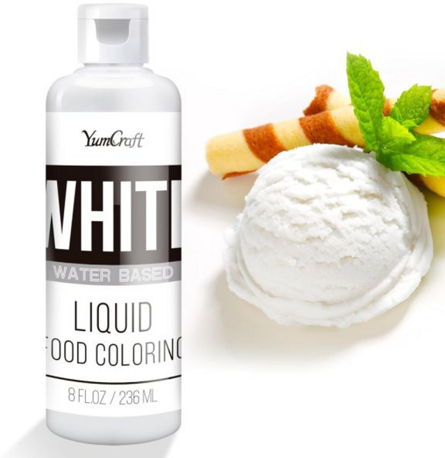 YumCraft 식용색소 식용 색소 액체 케이크 장식 베이킹 부활절 달걀 아이싱을 위한 생생한 색상의 폰단트 요리 슬라임 에어브러시용 무맛 염료 (레드 벨벳 8 플, 흰색, 8 플로이드 온스 (1개 팩), 1개