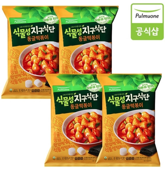 풀무원 식물성 지구식단 동글떡볶이 423.5g(2인분) x 4봉, 4개, 180ml
