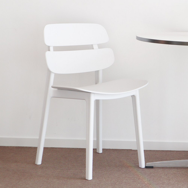 듀얼리프 인테리어 등받이 식탁의자, 1개, 화이트