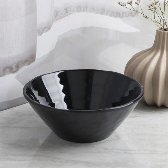 흑 브이볼 BB 흑색 멜라민 그릇 라면 우동기 면기, 흑 브이볼 6볼 15.5cm, 1개