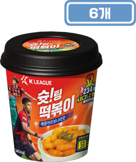 PB K리그 슛 팅 떡볶이 매콤까르보나라맛, 6개, 120g