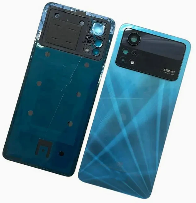 샤오미 POCO X4 하우징 부품 호환 렌즈 배터리 도어 카메라 5G 프로 교체 유리 커버 후면, 1개, 파란색