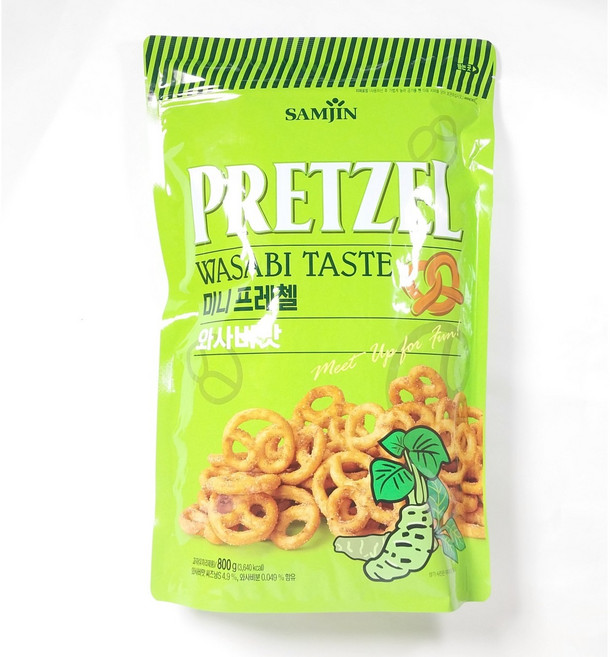 삼진 미니프레첼 와사비맛 대용량 프레즐 과자 스낵 간식 안주, 800g, 1개