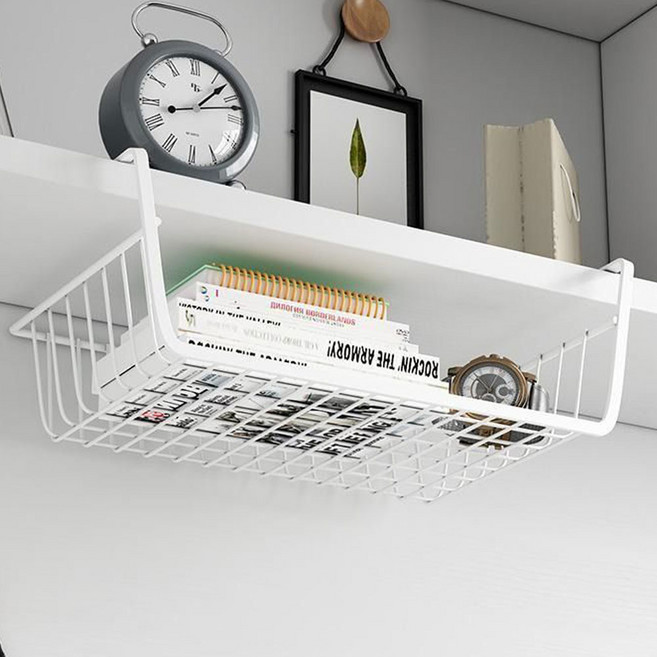 살림공작소 무타공 언더선반 틈새 끼우는 주방수납 정리 그릇정리대 걸이형 화이트 대형