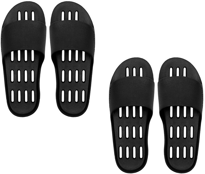 페이퍼플레인 논슬립 경량 발등낮은 실내화 베란다슬리퍼 욕실화 PP1570-1 1+1, 2세트, 블랙