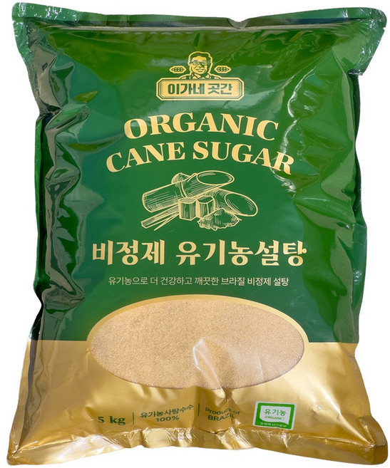 이가네 비정제 유기농 원당 황설탕 5kg x 1개 이타자 사탕수수 원당