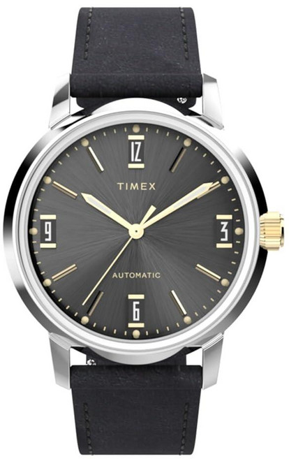 Timex 남성용 Marlin 오토매틱 40mm 시계 - 블랙 스트랩 다이얼 스테인리스 스틸 케이스 블랙/블랙/스테인리스 스틸