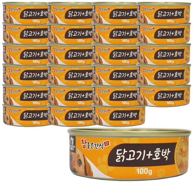 헬로도기 참좋은간식 강아지 캔, 24개, 100g, 혼합맛(닭고기/호박)