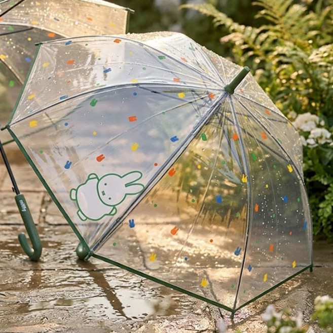 미피 POE 60 패턴투명 장우산 그린 도트 투명 우산 장우산 학생 성인 시야확보