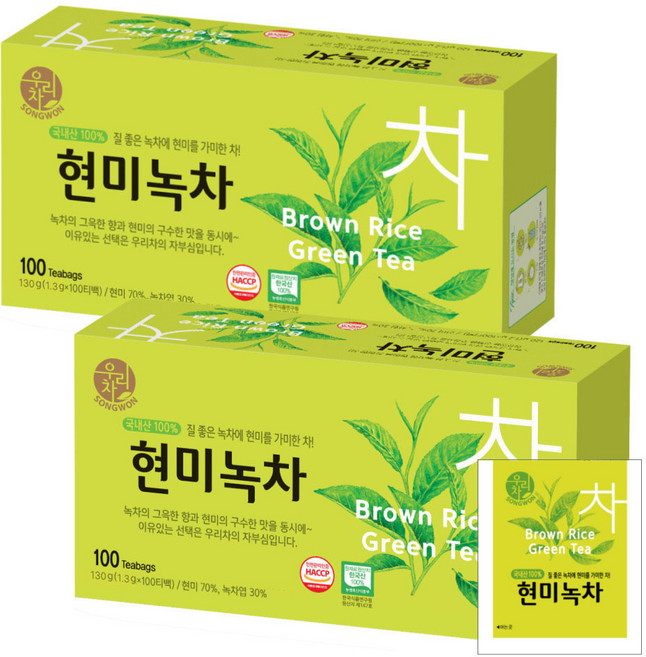 송원 우리차 현미녹차, 1.3g, 100개입, 2개