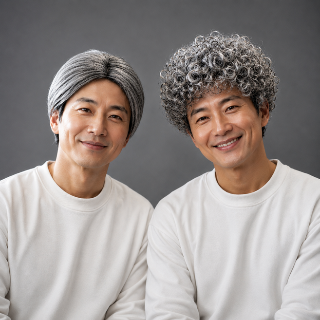 할머니 가발 백발 쪽머리 뽀글이 가발 노인분장 촌캉스 할매 연극 공연, 1개, 쪽진머리