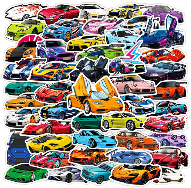 쏘이온 방수 리무버블 캐리어 노트북 대형 스티커, 9.슈퍼카50p