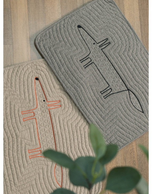 깜찍한 여우 디자인 순면 퀼트 발매트 2color - 큐티 폭스 누빔 매트, 베이지