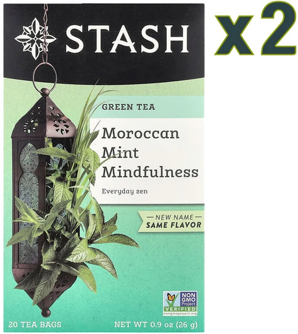 Stash Tea 스태쉬티 스타시티 그린티 녹차 모로코 민트, 26g, 2개, 20개입 - 쿠팡