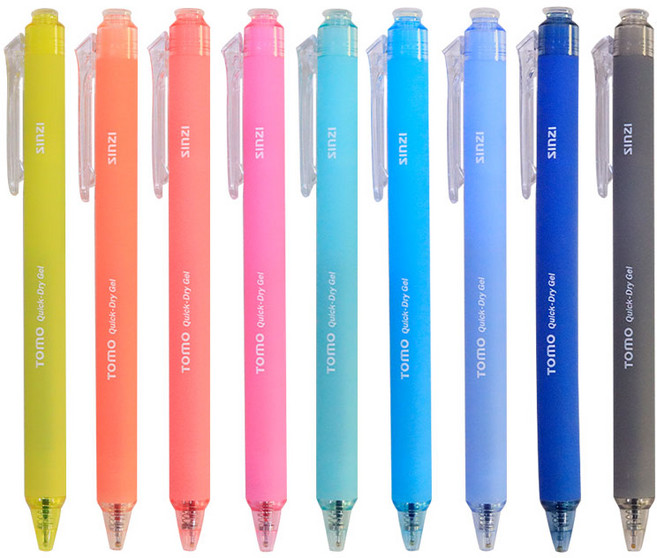신지 토모 퀵 드라이 중성펜 10종 세트 0.38mm, 혼합 색상, 1세트