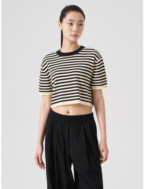 8SECONDS 스트라이프 크롭 풀오버 아이보리 (324551HY10) 107598