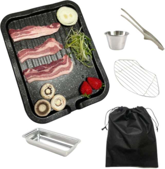 미샌더 인생불판 세트구성, 대형 고급세트(실속세트4종+고기받침대+소스컵), 1개