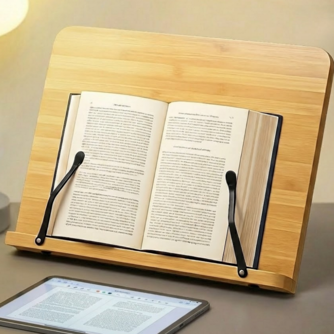윤덕팩토리 우드 원목 각도조절 휴대용 다용도 독서대, 대나무컬러