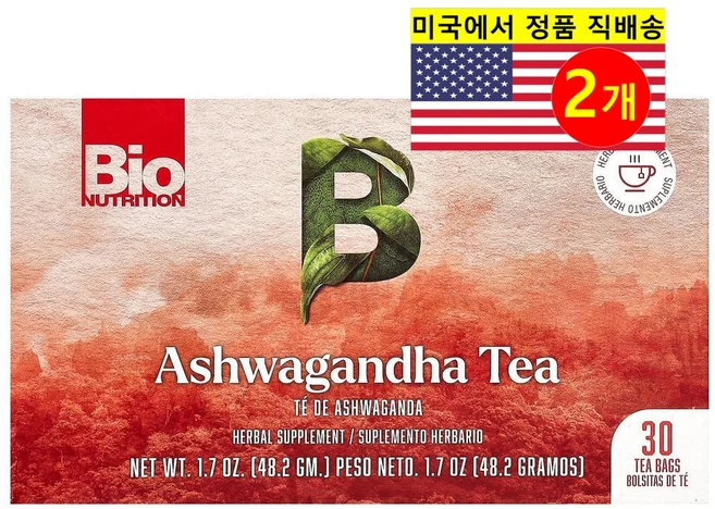 Bio Nutrition 신선한 풍미 건강에 좋은 아쉬와간다 허브 티 무카페 30개입 48.2g 1개, 2개 - 쿠팡