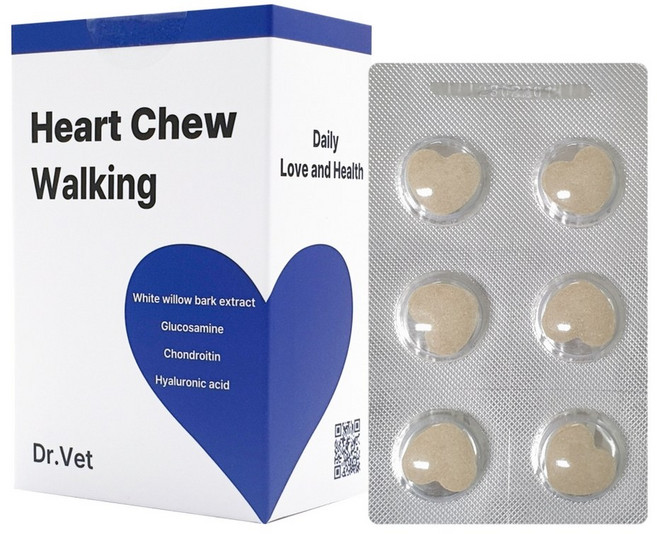 닥터벳 하트츄 워킹 강아지 천연 진통제 맛있게 씹어먹는 관절 통증 영양제, 30정, 뼈/관절강화, 1개
