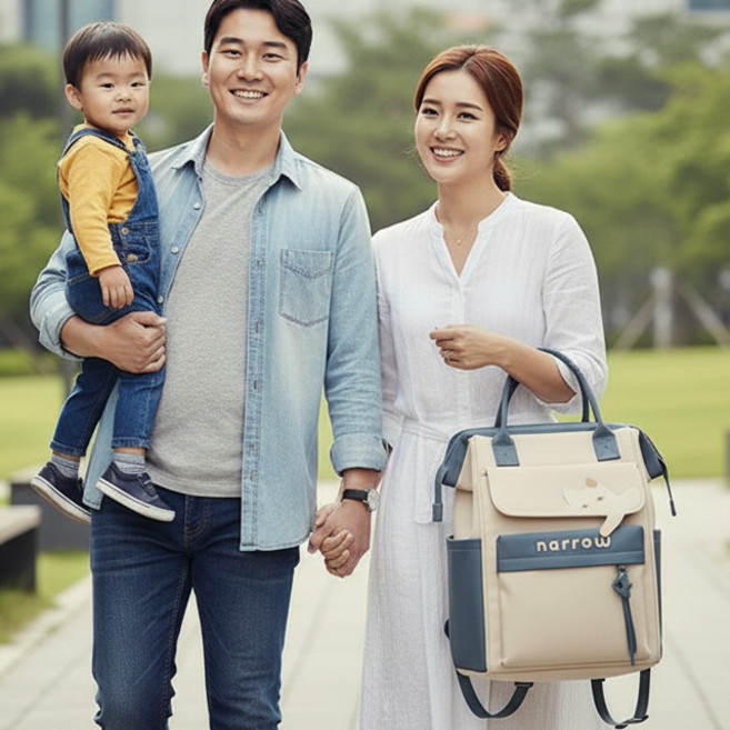 스토리원 U-SSBG052 대용량 다기능 아기용품 기저귀 가방 백팩 토트백, 블루