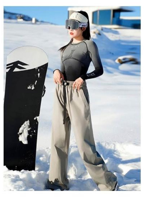 情侶款雪褲 加絨加厚滑雪褲 防風褲禦寒褲子 防潑水長褲 男女新款寬鬆保暖防寒褲