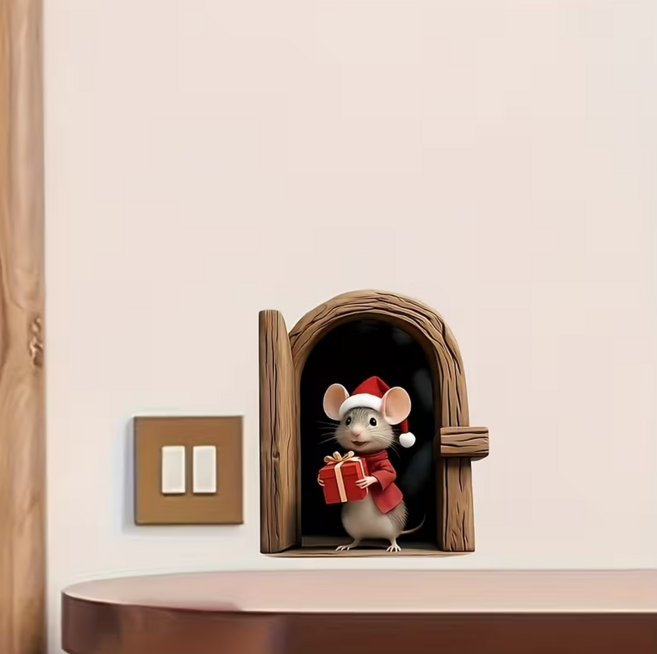 해피 벽스티커 선물 크리스마스 마우스 장식용 인테리어, 혼합색상