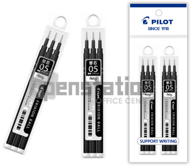 파이롯트 프릭션 지워지는 노크 0.5mm/0.7mm 볼펜 리필심 세트, 0.5mm 리필(3개입) 흑2개 세트
