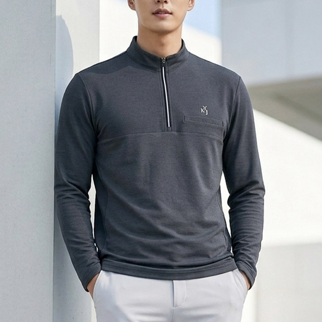 김영주 골프 남성 봄 가을 긴팔 기능성 티셔츠 캠핑 등산 리벌스 집업 1123