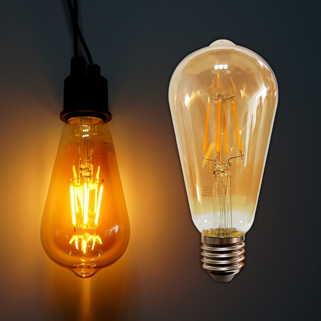 [당일발송] LED 에디슨 ST64 앤틱램프 4W, 전구색, 1개