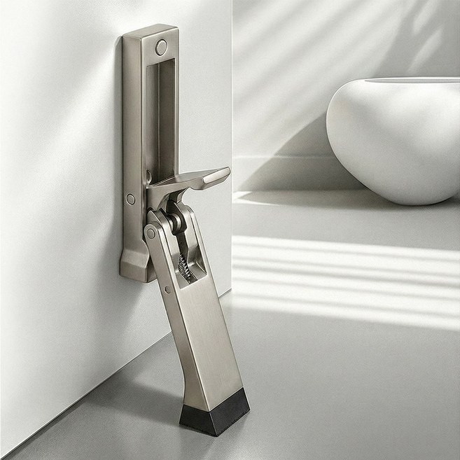 WETWO 현관문 닫힘방지 도어스토퍼 페달식 알루미늄 말발굽 HS-304K, 1개, 니켈무광