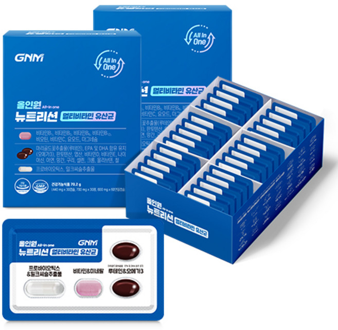 GNM 올인원 뉴트리션 멀티비타민 유산균, 2개, 30회분