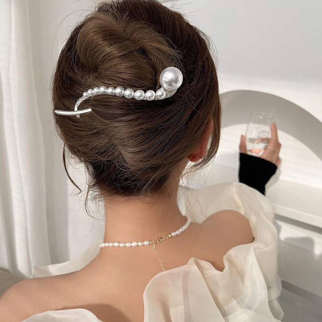 미다미 프로포즈 진주 헤어핀 헤어비녀 반자동 수동핀(골드/실버)
