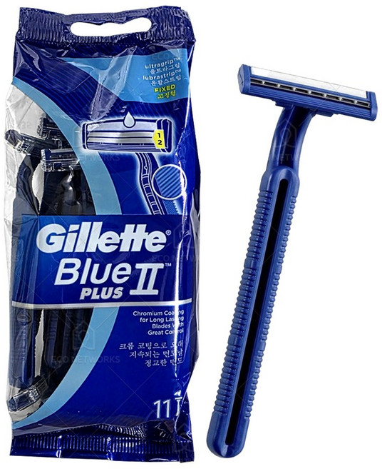 질레트 정품 블루2 플러스 센서티브 일회용 면도기, 11개입, 1개