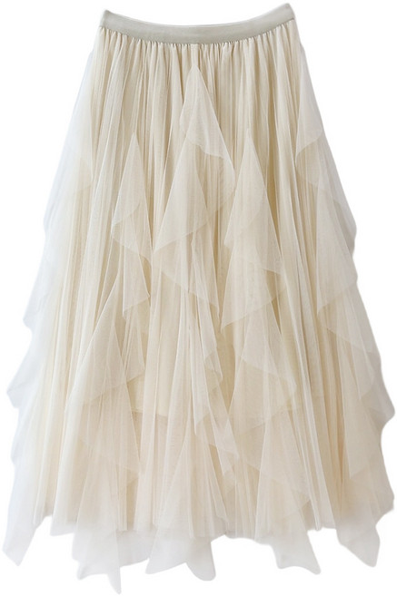 【高腰顯瘦】半身裙 紗裙 百褶裙 Ａ字裙 不規則裙襬 流蘇長裙 中長款 2023新款 春夏仙女裙 日常度假穿搭