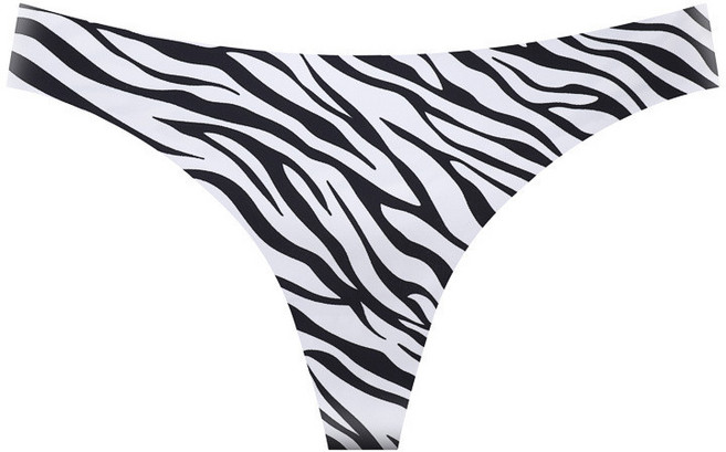 性感無痕冰絲女士丁字褲, 斑馬紋,M（110-130斤）