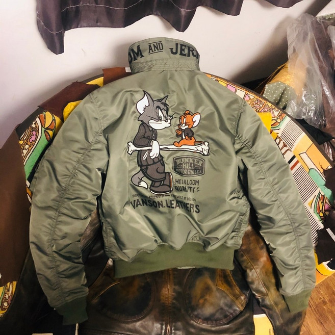 VANSON 항공 점퍼 톰제리 45P 라펠 플라이트 숏 코튼 재킷 일본제 남성용