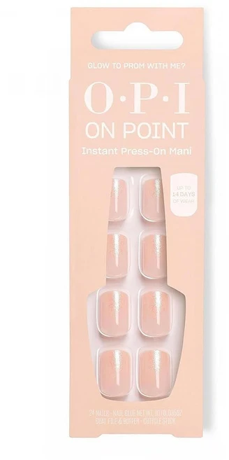 OPI 온 포인트 프레스 네일 | 스퀘어 스쿠발 아몬드 쉐이프 아트 짧고 긴 길이 글루로 24 카운트 인스턴트 마니 OPI'M DREAMING 컬렉션, Glow to Prom With Me?, 1개 - 쿠팡