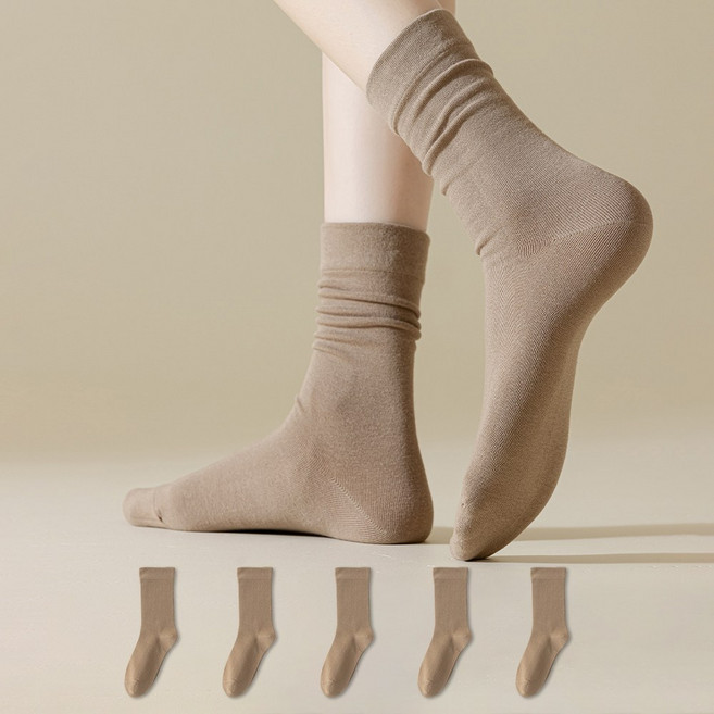 코튼위스퍼 여성 무압박 순면 중목양말 산후양말 5켤레세트