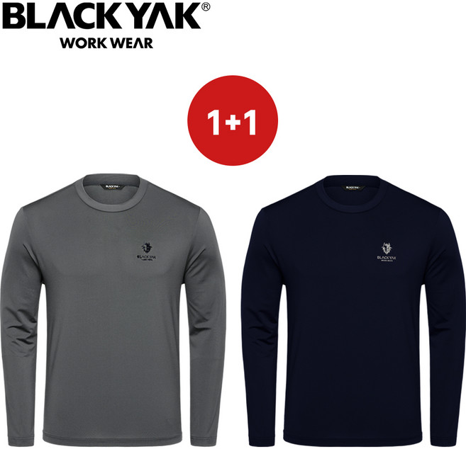 [매장발송] 블랙야크 남성 1+1 긴팔티셔츠 2PACK 긴팔티 통기성 흡한속건 내구성 스트레치 신축성 베이직 라운드 티셔츠 간절기 일상 외출 아웃도어 등산 산행 캠핑 운동 상의