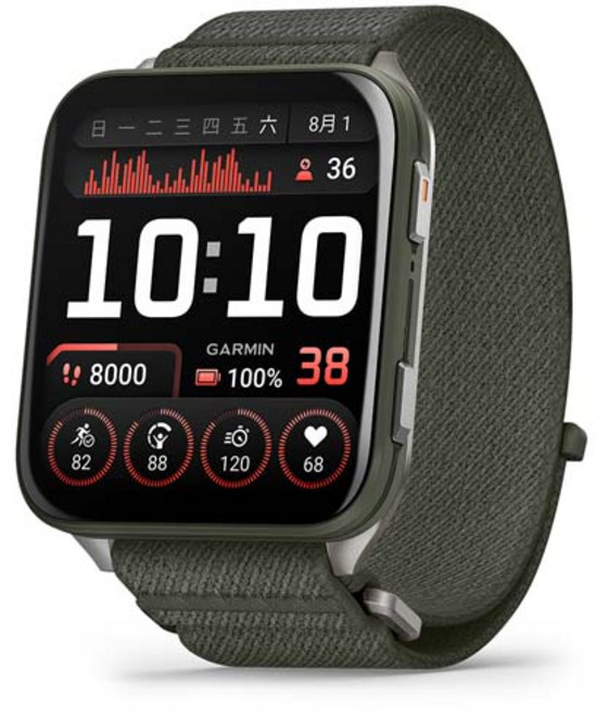 GARMIN 智慧手錶 運動健康監測 GPS精準定位 時尚舒適錶帶, 綠色, 2吋, Bluetooth®, ANT+®, Wi-Fi®
