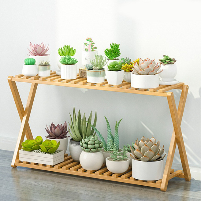 화분선반 받침대 진열대 거치대 정리대 원목다이 2단, 오크(100cm)