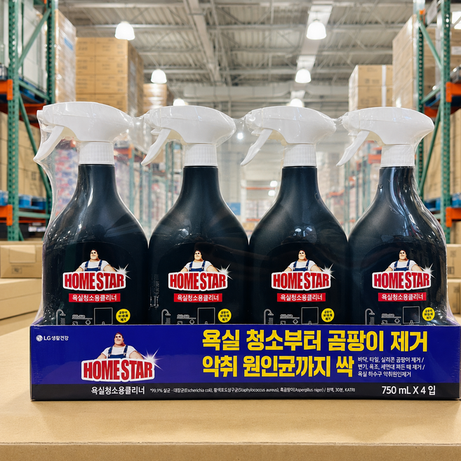 홈스타 욕실용 세정제 청소용 클리너 750ml 4팩 코스트코 곰팡이제거 화장실 세제 변기, 4개