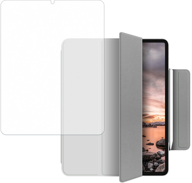 투에이비 아이패드 프로2/3/4세대 11인치 폴리오 커버 케이스 + 종이질감 필름, 그레이, 1개