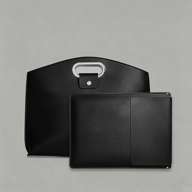 After Sea 대용량 노트북가죽 파우치 손잡이 가방, 1개, 블랙