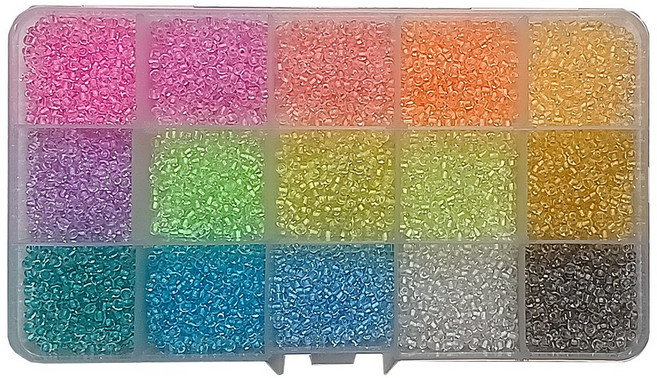 비즈팩토리 고급 야광 시드비즈 세트 2mm 15색 가성비 구성 DIY 팔찌 반지 만들기 재료 150g, Luminous, 1세트