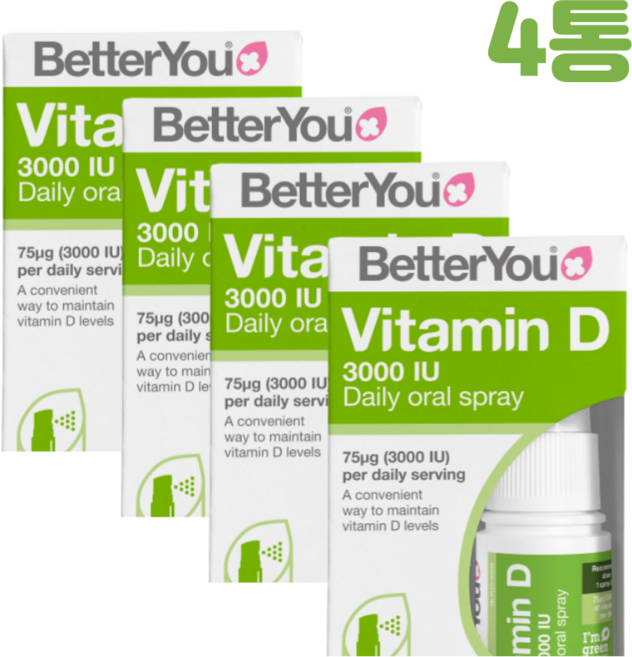 베러유 매일 뿌리는 비타민D 스프레이 3000IU 오럴 스프레이 15ml 4팩