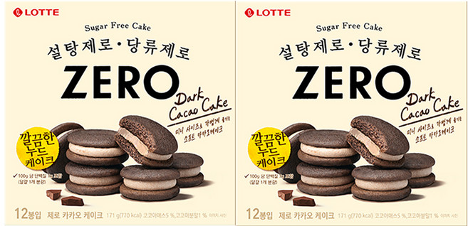 롯데제로 카카오 케이크, 171g, 2개