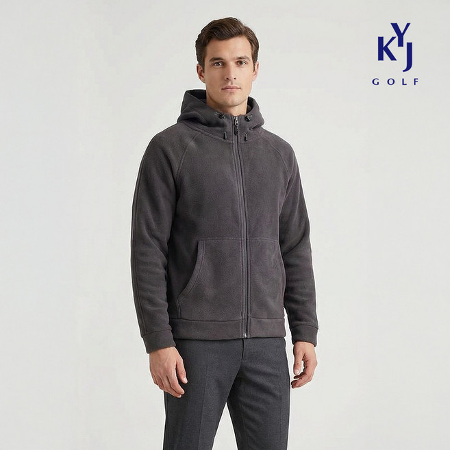 [김영주골프] 겨울 플리스 후드 자켓 양면 후리스 남성 집업 점퍼 KPWMJP92