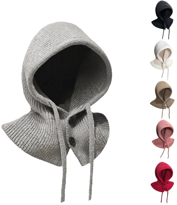 바라클라바 니트 겨울 여성 후드모자 목토시 패션 후드 넥워머, 브라운, 1개